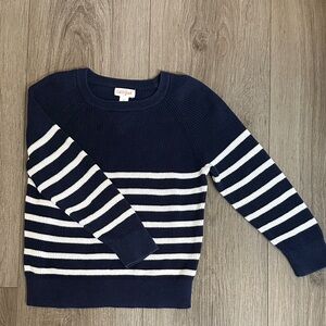 Cat & Jack Navy and White Striped Knit Crewneck Sweater
